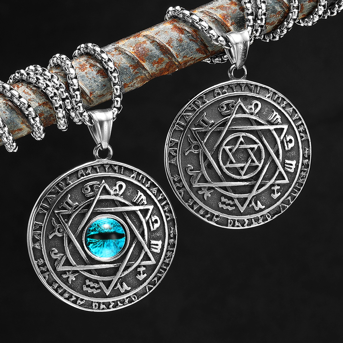 Board Game Vintage - Hexagonal Gemstone Necklaces Token 316L Stainless
