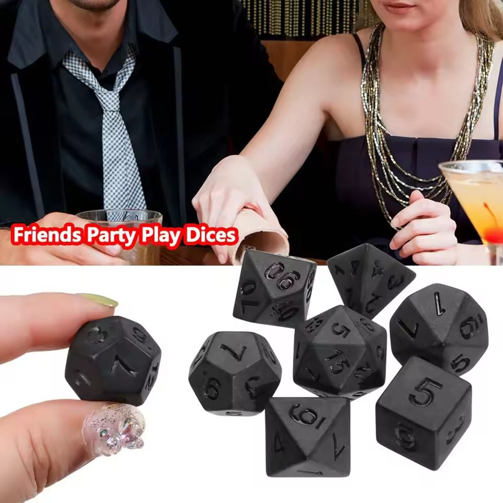 7pcs/set New Black Dices, Poly – Board Game Font recenzja i cena