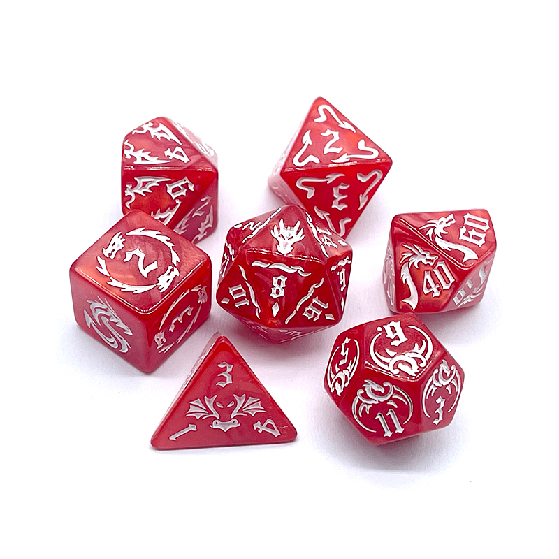 7 Pcs of New Red Colors Dice P – Board Game Font recenzja i cena