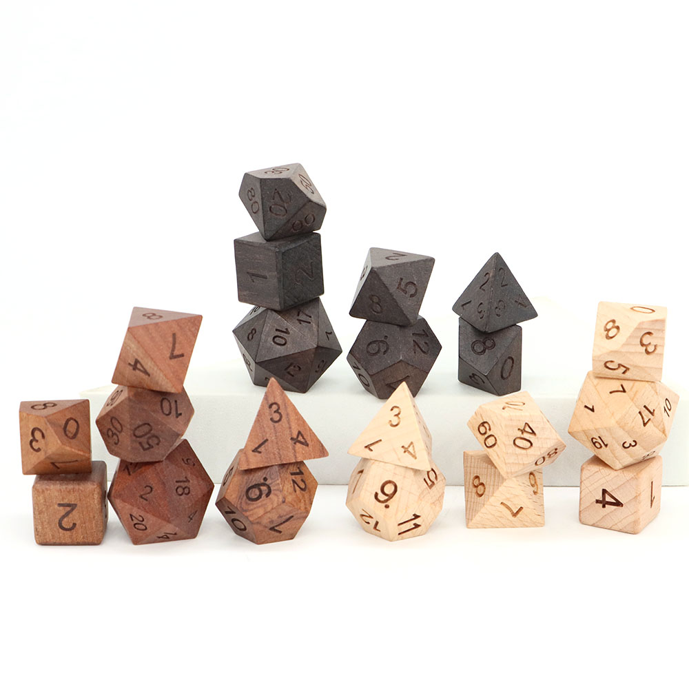 7Pcs/Set Wooden Dice d4-d20 Po – Board Game Roleplay recenzja i cena