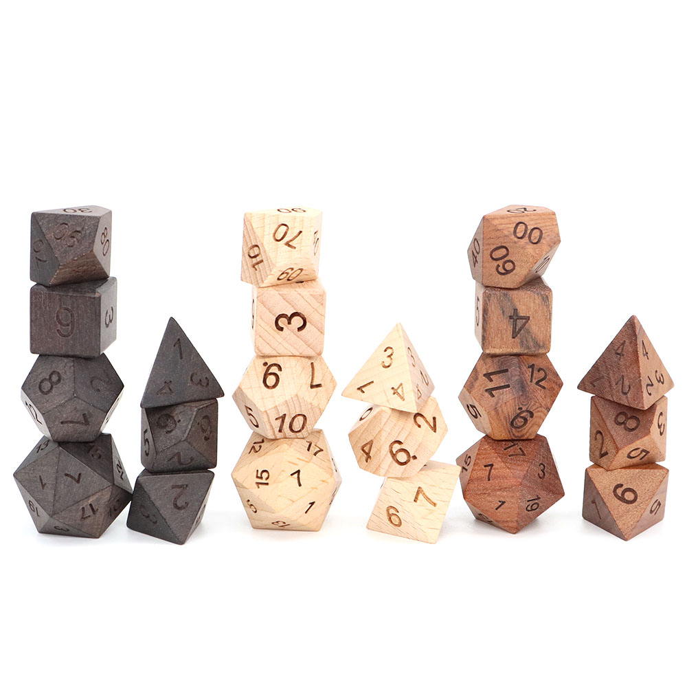 7Pcs/Set Wooden Dice d4-d20 Po – Board Game Roleplay recenzja i cena